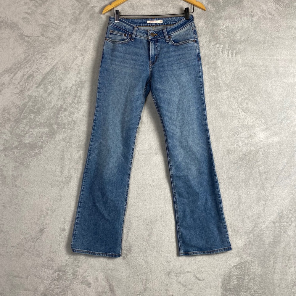 Levis Superlow Bootcut Jeans Womens 26x32 Medium Wash Blue Low Rise Festival
